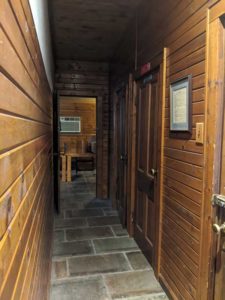 The hallway to the upstairs bathrooms